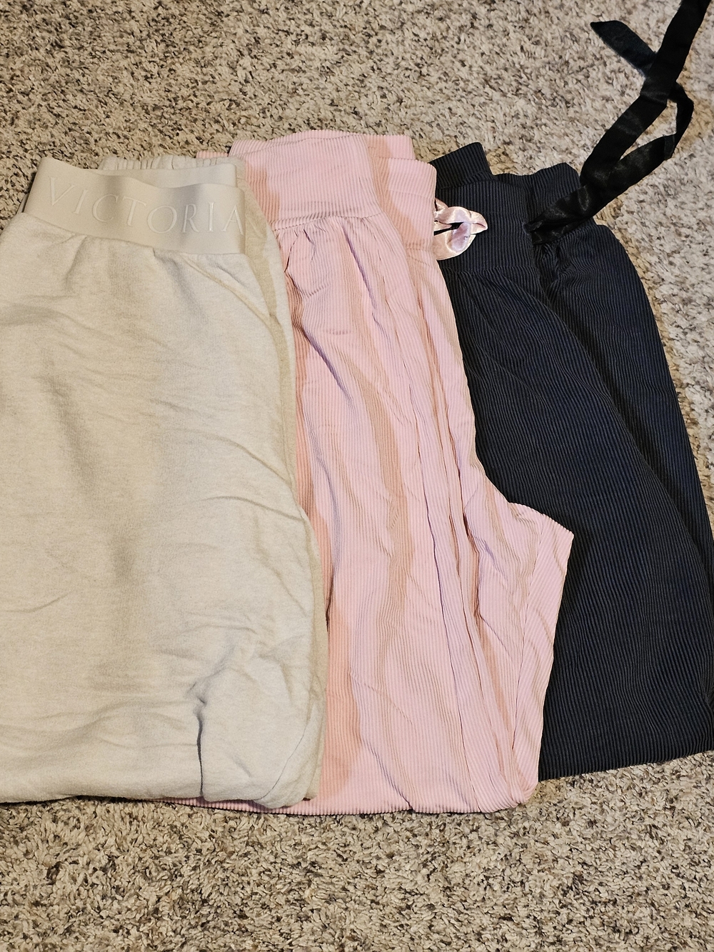 Victoria's Secret Cream, Pink & Black Lounge Pant Set